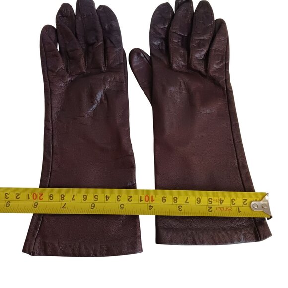 Women's Vintage Women's Gloves 6.5 ARIS Womens 100% Brown Kid Leather Lined - Picture 4 of 6